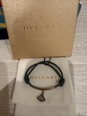 Bulgari green cord bracelet with pendant